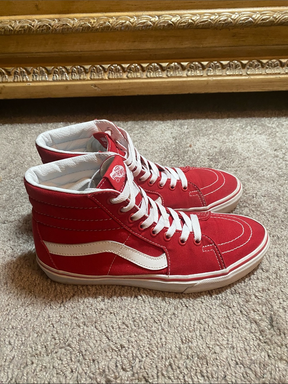 Vans Off the Wall Red and White High-Top Skate Sneakers size 6.5M/8W